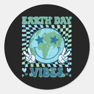 Earth Day Vibes Hippie Planet Jahrestag Erde Da Runder Aufkleber