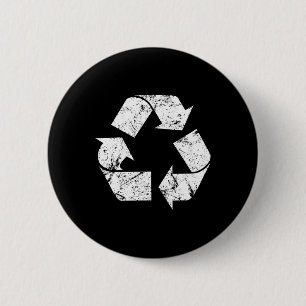 Earth Day Vintag White Recyceln Symbol Button