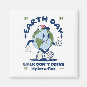 Earth Day Walk Fahr keine Illustration des Cartoon Magnet