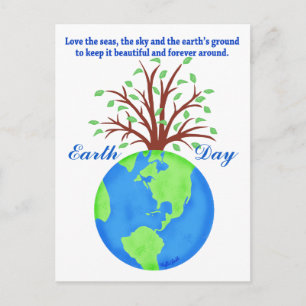 Earth Day Werbeaktion Rette Liebe Globe Planet Tre Postkarte