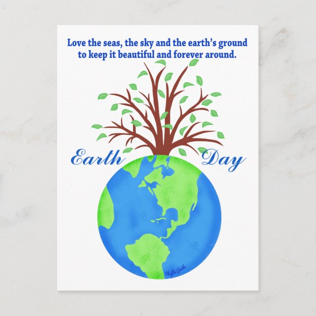 Earth Day Werbeaktion Rette Liebe Globe Planet Tre Postkarte (Vorderseite)