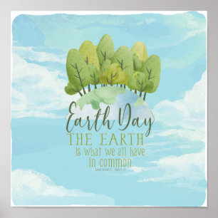 Earth Day Whimsical Water Color Poster mit Zitat