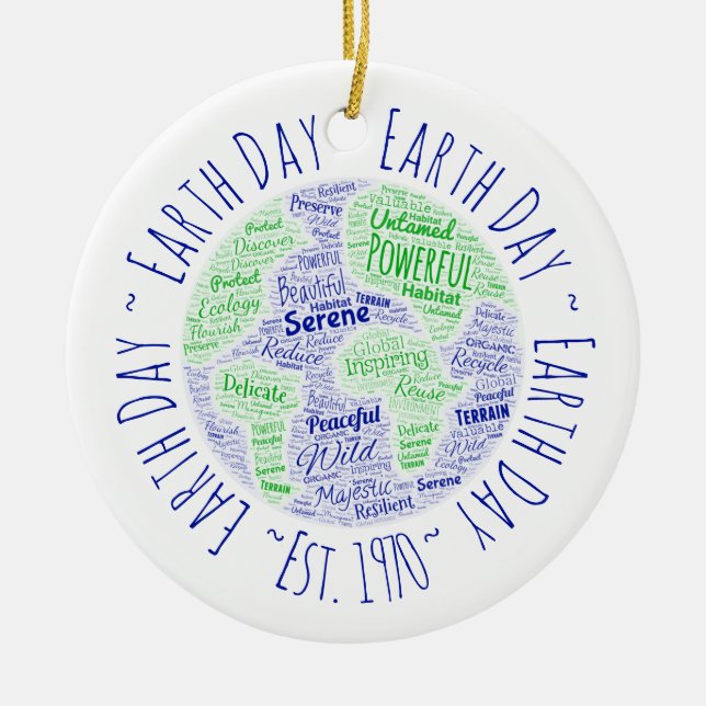 Earth Day Word Art Keramik Ornament (Vorne)