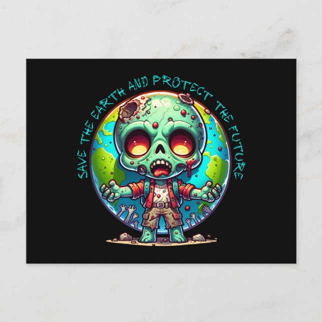 Earth Day Zombie Postkarte (Vorderseite)
