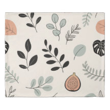 Earth & Ease – Line Art Leaves Duvet Cover