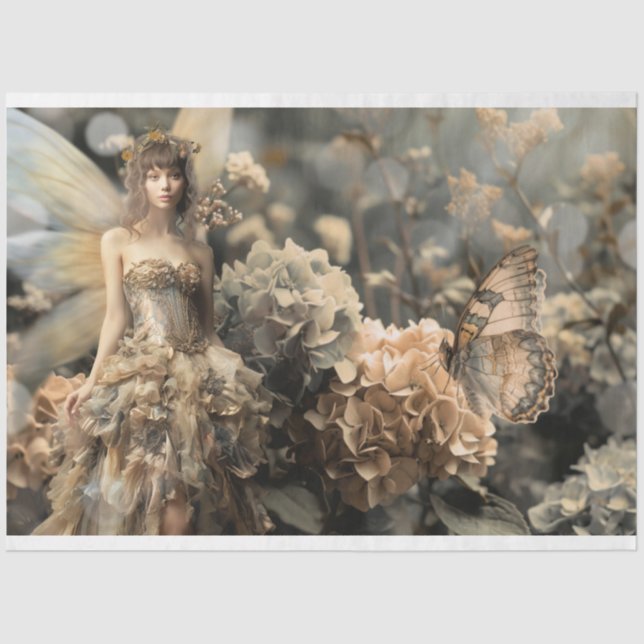 Earth Fairy Portrait, Hydrangea Garden Seidenpapier (Vorderseite)