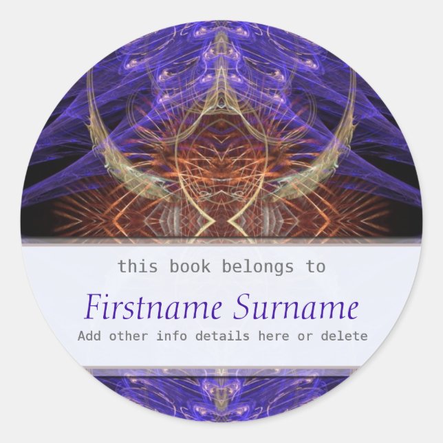 Earth Feathers Fraktal Art Buchzeichen Sticker (Vorderseite)