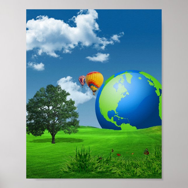 Earth Globe Balloons Frutiger Aero Poster (Vorne)