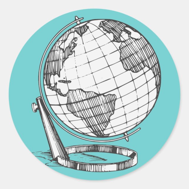Earth Globe Runder Aufkleber (Vorderseite)