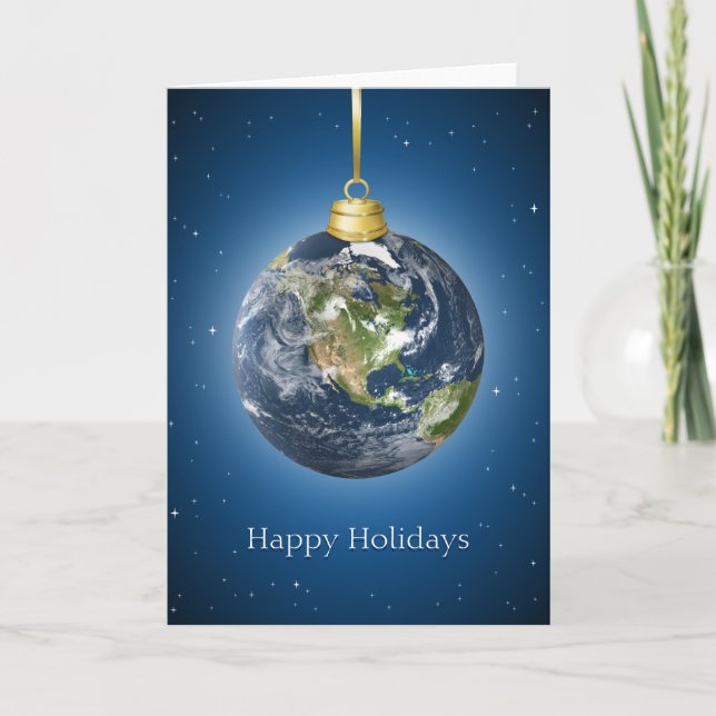 Earth Globe Weihnachtskarte Feiertagskarte (Vorderseite)
