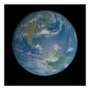 Earth globe with photo taken from space poster