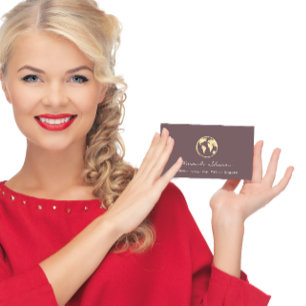 Earth Globe Word Map Reiseagentur QRCode Gold Visitenkarte