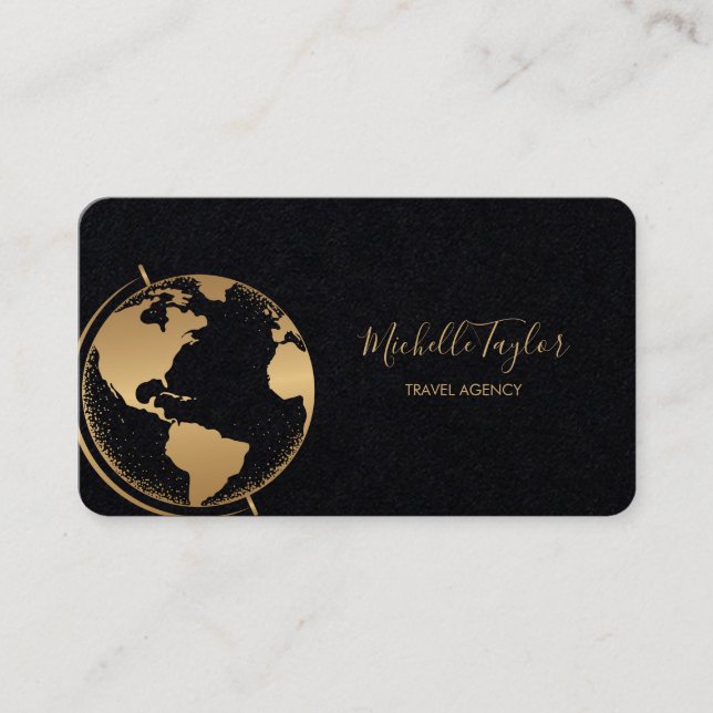 Earth Globe Word Map Reisebüro Agent QR Code Visitenkarte (Vorderseite)