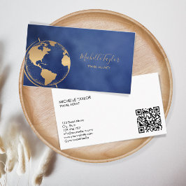 Earth Globe Word Map Reisebüro Agent QR Code Visitenkarte