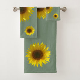 Earth Green Sunflower Badhandtuch Set