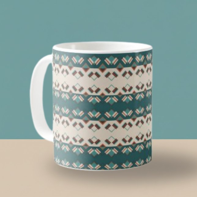 Earth Grid Teal and Brown Tote Kaffeetasse (Von Creator hochgeladen)