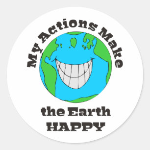 Earth Happy Runder Aufkleber