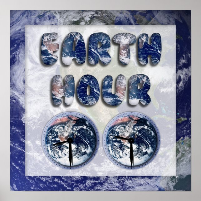 Earth Hour mit Uhren Poster (Vorne)