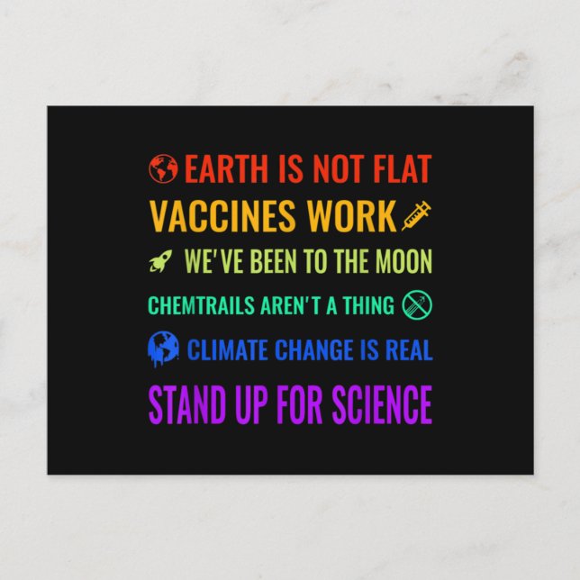 Earth is Not Flat Vaccines Work Funny science Postkarte (Vorderseite)