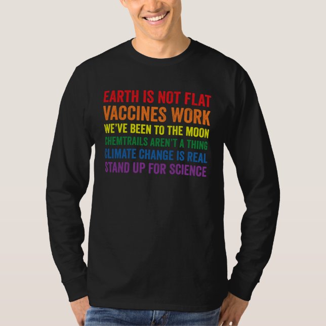 EARTH IS NOT FLAT Vaccines Work SCIENCE Rainbow Li T-Shirt (Vorderseite)