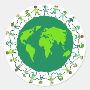 Earth Kids Runder Aufkleber