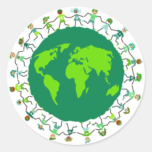 Earth Kids Runder Aufkleber (Vorderseite)