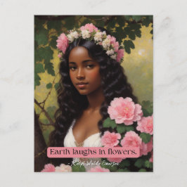 Earth lacht in Blume Emerson Zitat Blumenkunst Postkarte