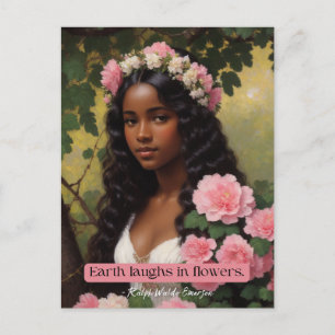 Earth lacht in Blume Emerson Zitat Blumenkunst Postkarte