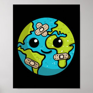 Earth Lover Day Illustration Gift Glol Erwärmung E Poster