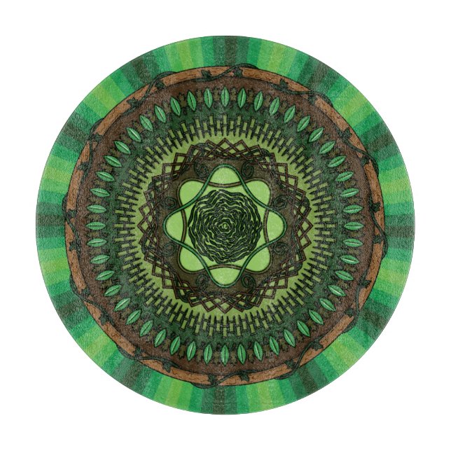 Earth Mandala Glas Cutting Board Schneidebrett (Vorderseite)