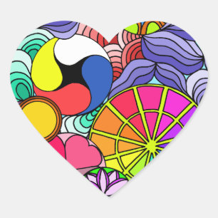 Earth Mandala Heart Herz-Aufkleber