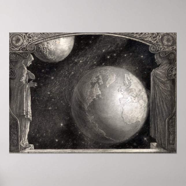 Earth Milky Way & Moon Poster (Vorne)