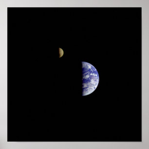 Earth Moon Galileo Weltraumaufnahme Poster