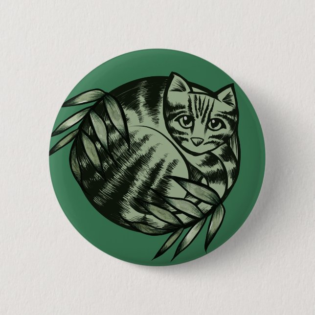 Earth Nature Tiger Stripe Tabby Art Button (Vorderseite)