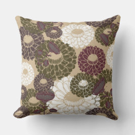 Earth Nude Tone Floral Throw Pillow Kissen