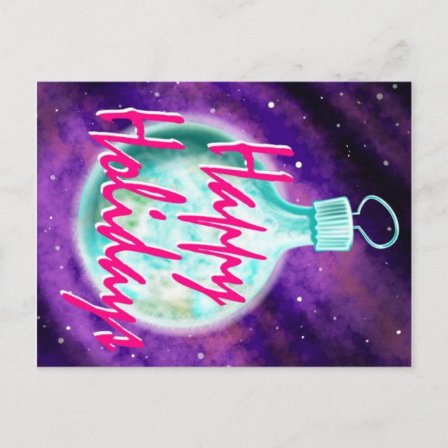 Earth-Ornament Happy Holidays Postkarte (Vorderseite)