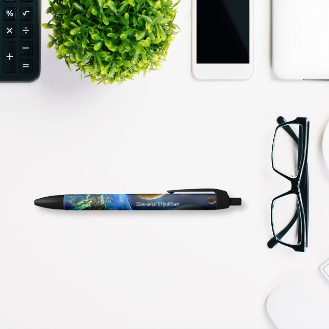 Earth Outer Space Galaxy Mit Monogramm Kugelschreiber (Von Creator hochgeladen)