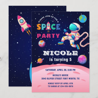 Earth Outer Space Party Astronaut Galaxy Geburtsta Einladung