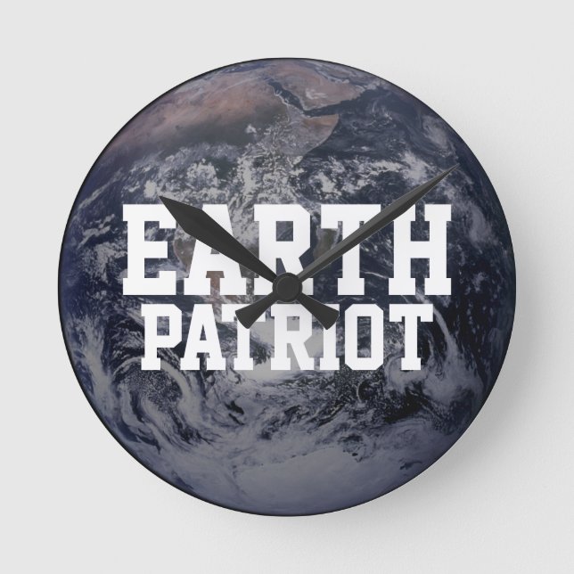 Earth Patriot Runde Wanduhr (Vorderseite)