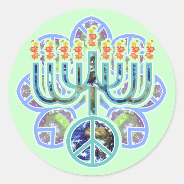 Earth Peace Menorah Stickers (Vorderseite)