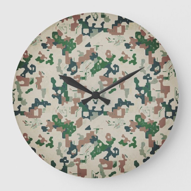 Earth Pixel Wald  Große Wanduhr (Vorderseite)