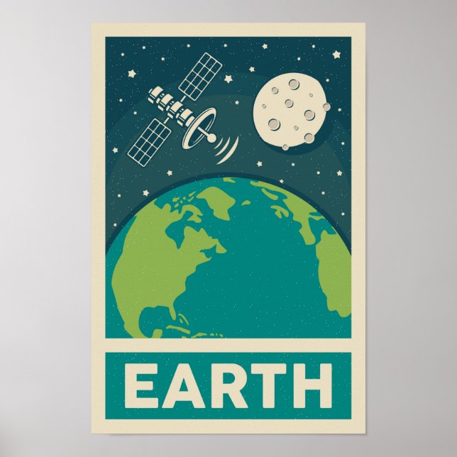 Earth Retro Galaxy Satellite Poster (Vorne)