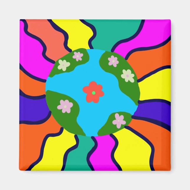 Earth Retro Vibes Art Magnet (Vorne)