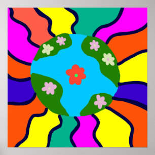 Earth Retro Vibes Art Poster