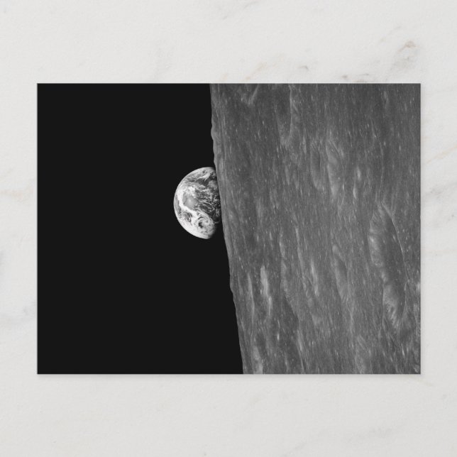 "Earth-Rise", erstes Foto davon aus dem Weltraum Postkarte (Vorderseite)