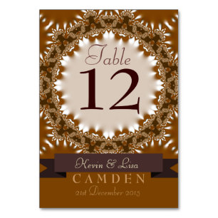 Earth Satin Lace Tischnummer Card