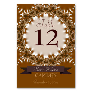 Earth Satin Lace Tischnummer Card