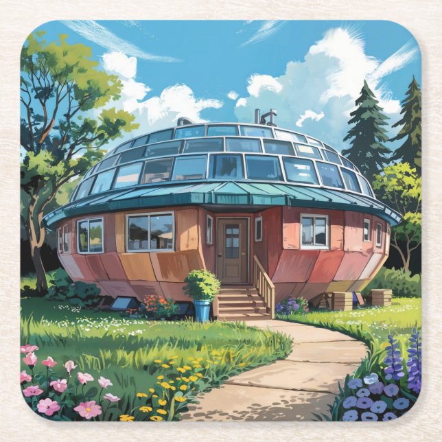 Earth Ship Nachhaltig Zuhause Untersetzer Set (Vorderseite)