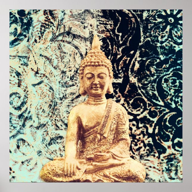 Earth Sitting Buddha Elegant Zen-Erleuchtung Poster (Vorne)