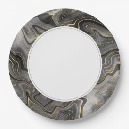 Earth Strata Gray Black Pappteller